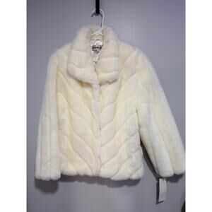 Dead Stock NWT Vintage Night Scene Beige Faux Fur Coat Med
